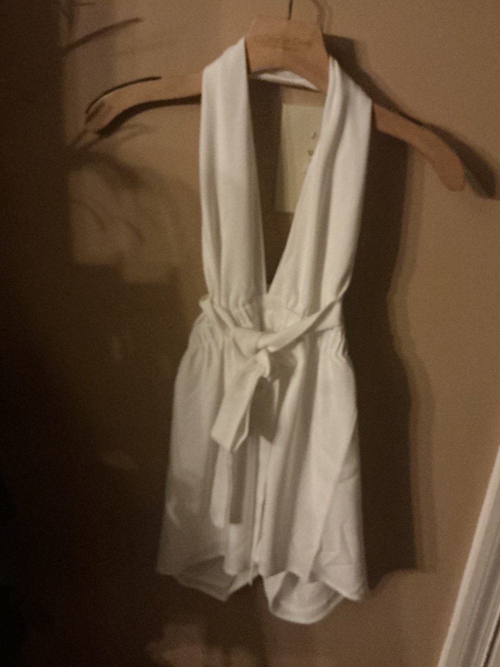 White Halter Romper with belt